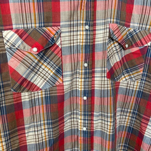 Vintage Saddlebrook Western Wear SS Pearl Snap plaid shirt size LARGE Made in US - Picture 3 of 8